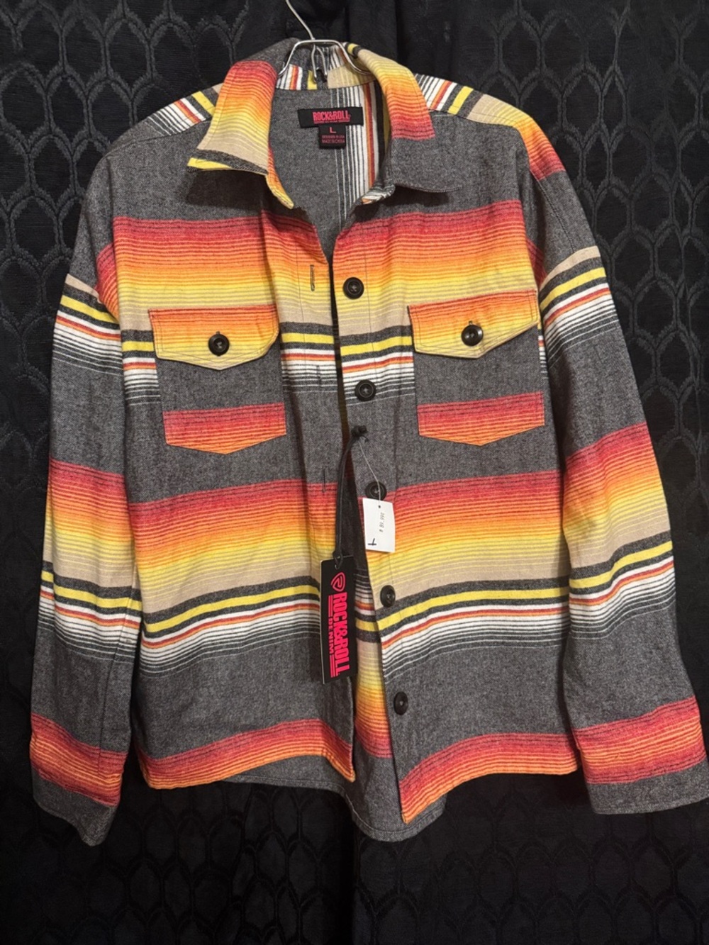 Rock & Roll Cowboy Sunset Stripe Button-Up Jacket